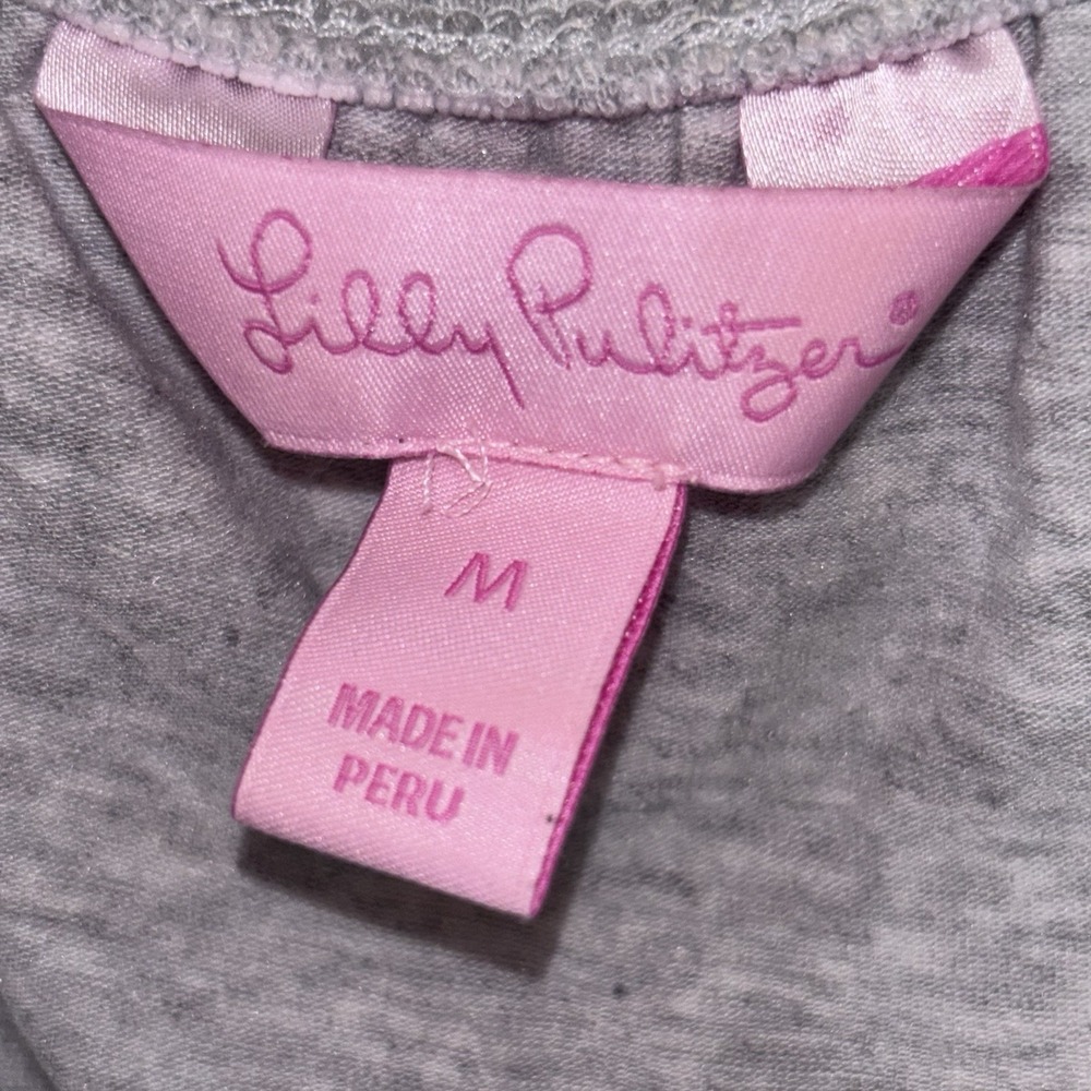 Lilly Pulitzer Medium Augustus Off The Shoulder Long Sleeve Top Gray Pima Cotton - Picture 3 of 6